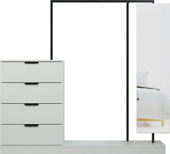 Kleiderständer – Kommode mit Spiegel – Kleiderschrank – Aufbewahrungsschrank für Kleidung – Hängeschrank für Kleidung