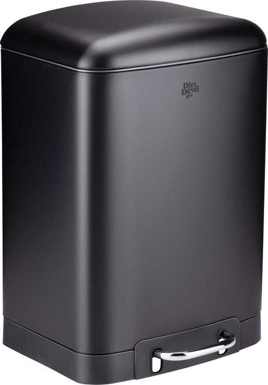 Dirt Devil Treteimer 12 Liter - Badezimmerabfalleimer - Edelstahl - Schwarz
