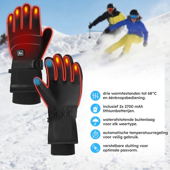 Beheizte Handschuhe - Pro L - 3 Einstellungen - Elektrische Handschuhe - Wasser- und winddicht - Wiederaufladbare beheizte Handschuhe - Schwarz - Saaf Comfort