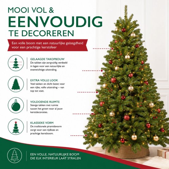 Triumph Tree Tuscan Weihnachtsbaum – Weihnachtsdekoration aus Kunststoff für den Innenbereich mit üppiger Optik – Kunstbaum aus PVC mit 488 Tannenzweigen – klassischer Stil – H 185 x Ø 109 cm – grün