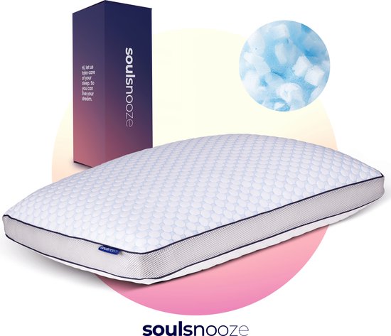 Soulsnooze® Memory Foam Pillow Dawn- 100 Nächte Probeschlaf - Individuelles Design - Nackenschmerz-Kissen - Geeignet für Rücken-, Seiten- und Bauchschläfer - Zerkleinerter Memory Foam - 40x80cm