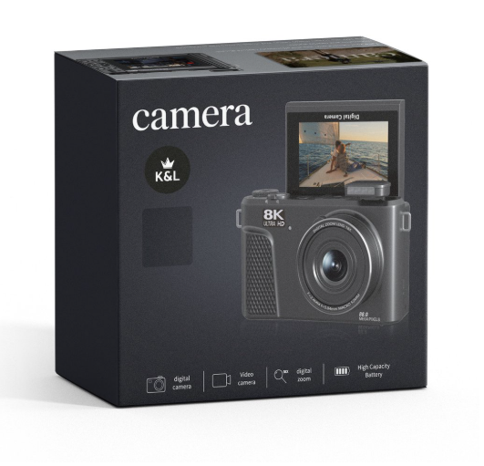 K&L 8K-Digitalkamera ohne 128 GB SD-Karte – 88 MP – 18-facher Zoom – WLAN – 3,0" UHD – Vlog-Kamera
