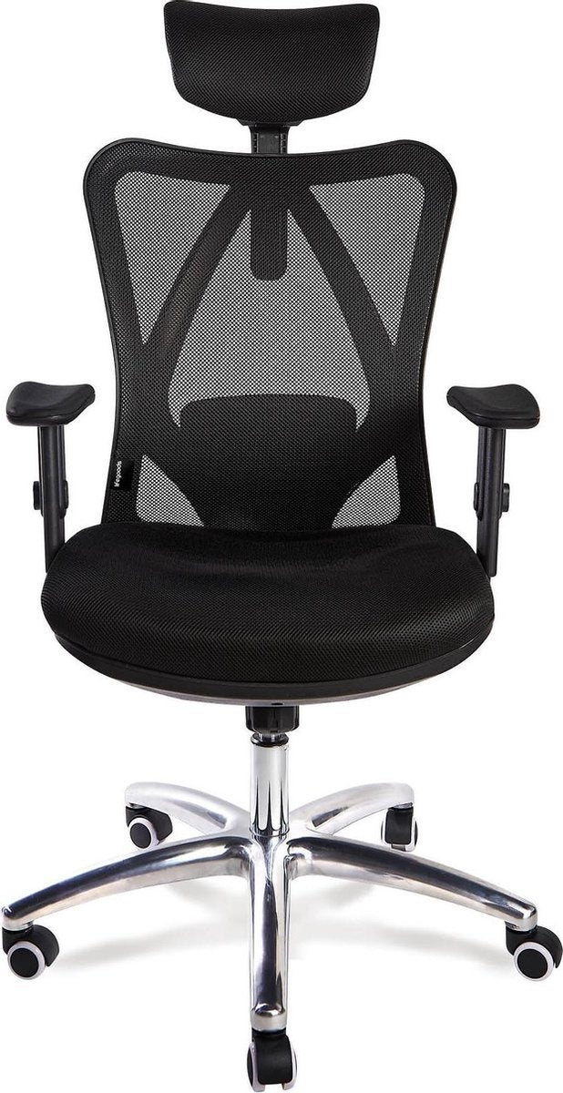 LifeGoods Ergonomischer Bürostuhl - Verstellbar - Bis zu 136 kg - Schwarz