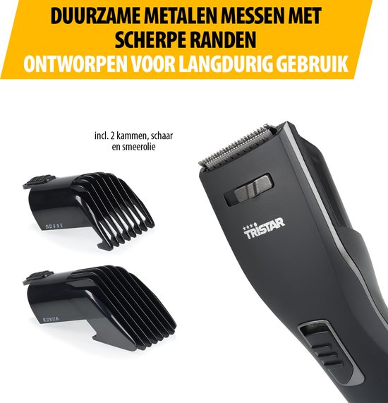 Tristar TR-2572 – Akku-Trimmer für Männer – 3 bis 30 mm – 60 Minuten kabelloser Betrieb – inkl. 2 Aufsätze