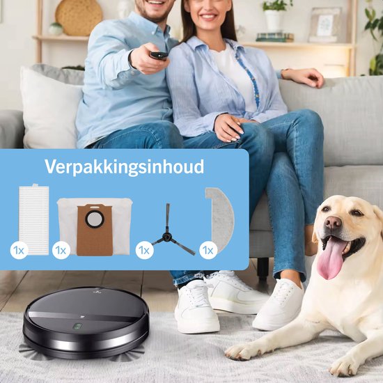 Skoov Robot Staubsaugerzubehör 2000PA - Geeignet für den Skoov Ecopulse Staubsauger - 1x HEPA-Filter - 1x Mopptuch - 1x Seitenbürste - 1x Auffangbeutel
