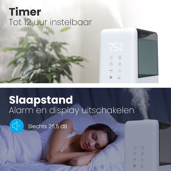 Auronic Luftbefeuchter - 3 Wärmestufen - 6L Tankkapazität - 70m2 - Wasserfilter inklusive - Weiß