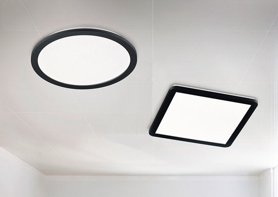 Trio leuchten - LED-Deckenleuchte - 22W - Warmweiß 3000K - Spritzwassergeschützt IP44 - Dimmbar - Quadratisch - Schwarz - Kunststoff