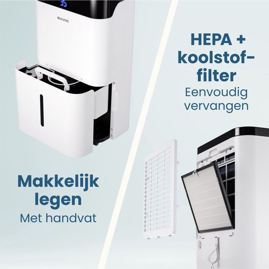 Auronic Luftentfeuchter und Luftreiniger - Better Plus Serie - Entfeuchtet 12L pro Tag - 5L Wassertank - Schlafzimmer, Badezimmer, Wohnzimmer und Büro - Feuchtigkeitsfresser für den Haushalt - Weiß
