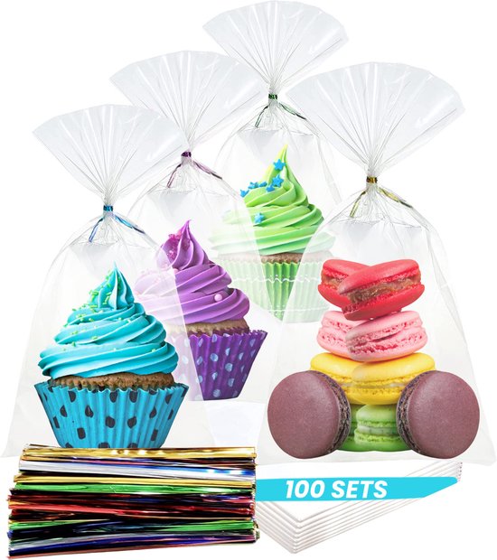 Feestio Partytüten Transparent - Treat Bags Kinderparty - Cellophantüten - Bonbontüten - Geschenktüten