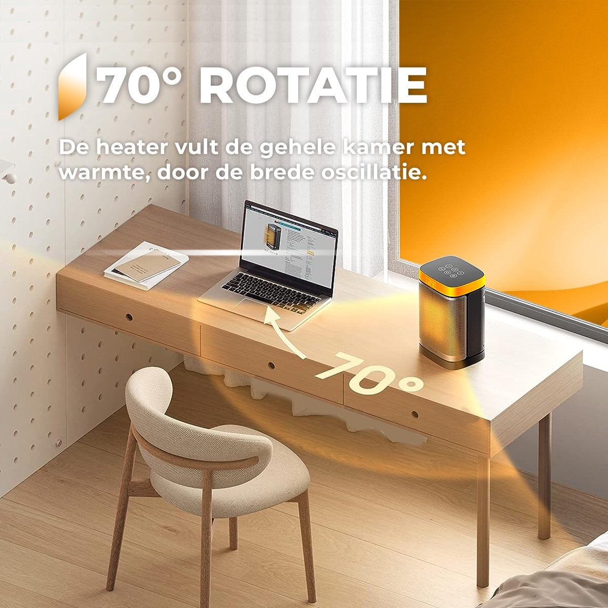 KRAFT Elektroherd Keramischer Heizlüfter - Terrassenheizung - Elektroheizung - 1500W - 70° Drehfunktion