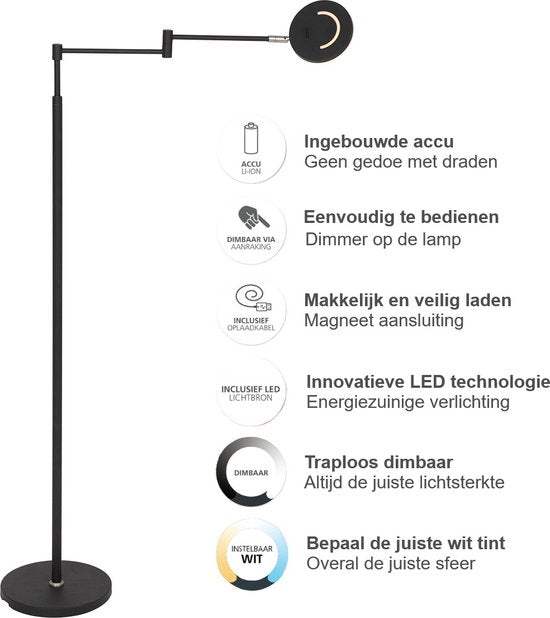 Steinhauer Stehleuchte Soleil - schwarz - Aluminium - 3515ZW