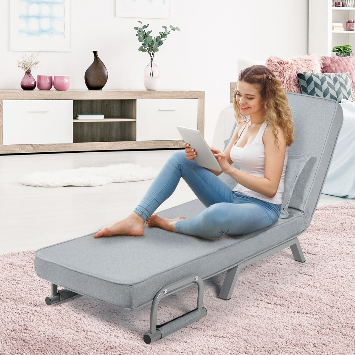 Coast Cabrio Schlafsofa Klappsessel Besinbedbank Schlafsofa 5-Position Liegestuhl Hellgrau