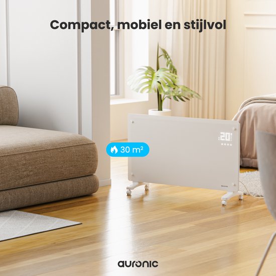 Auronic Electric Heater - Konvektorheizung mit Thermostat und Fernbedienung - Flächenheizung - bis zu 30 m² - 2500W Heizleistung - Weiß