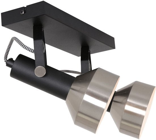 Deckenleuchte Acier 3338ZW Schwarz, 2 x E27-Fassung, dreh- und neigbar, Kunststoff und Metall, modern, Mexlite