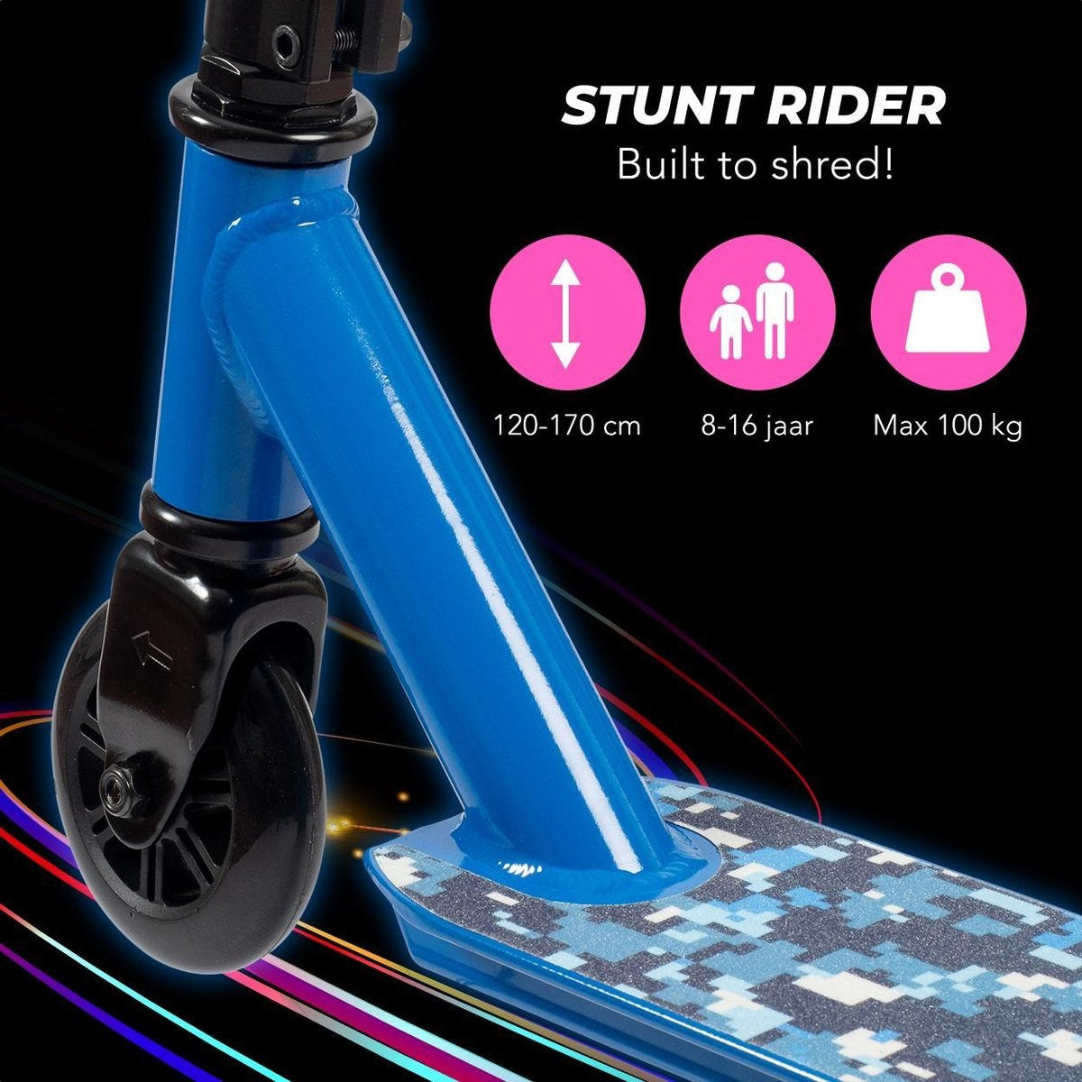 LifeGoods StuntRider - Stunt-Scooter - Kickroller - Stufe 8+ Jahre - 100mm Räder - Jungen/Mädchen - Blau