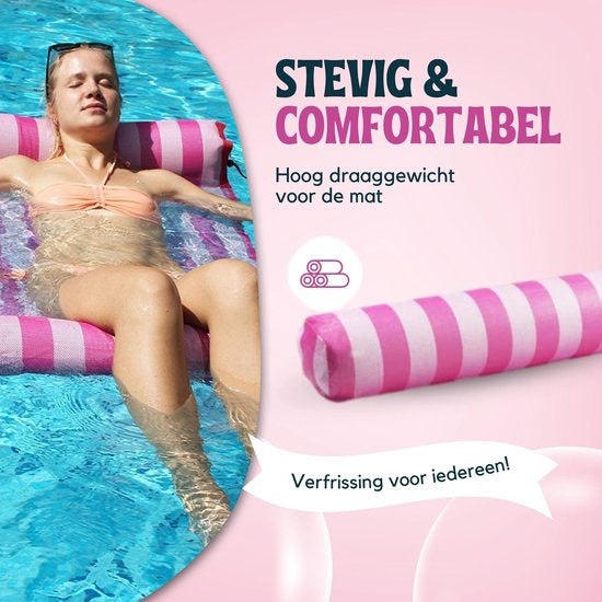 Travelly Luxus-Wasserhängematte - Luftmatratze - Luftmatratze Pool - Wasserspielzeug - Wasserhängematte - Pink