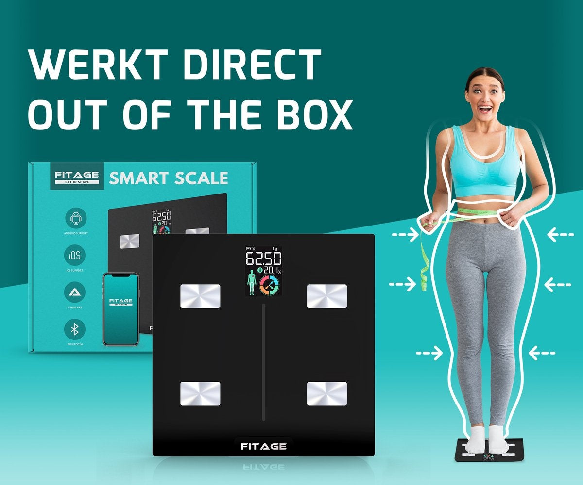FITAGE LCD-Waage Personenwaage Digital - Intelligente Waage mit 17x Körperanalyse - Waagen - FITAGE App
