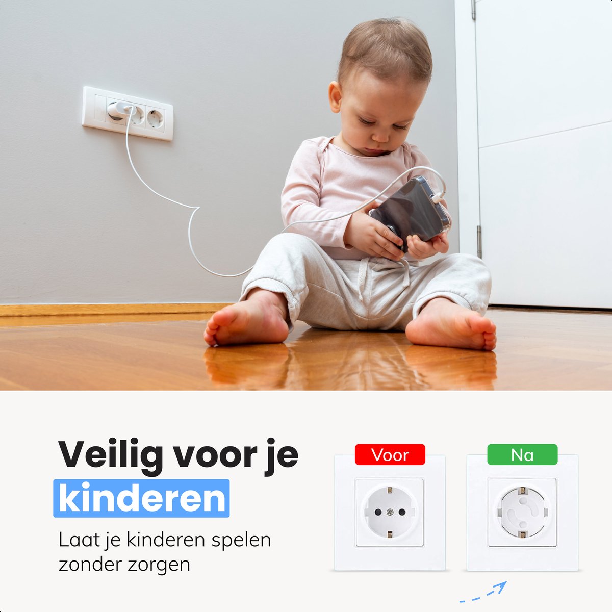 Steckdosenschutz - 15 Stück - Baby- und Kinderschutz - Geeignet für niederländische Steckdosen - Weiß