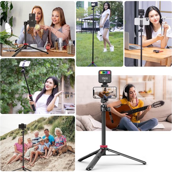 Ulanzi MT-44 Selfie-Stick-Stativ für Smartphone und Kamera – 146 cm – Schwarz
