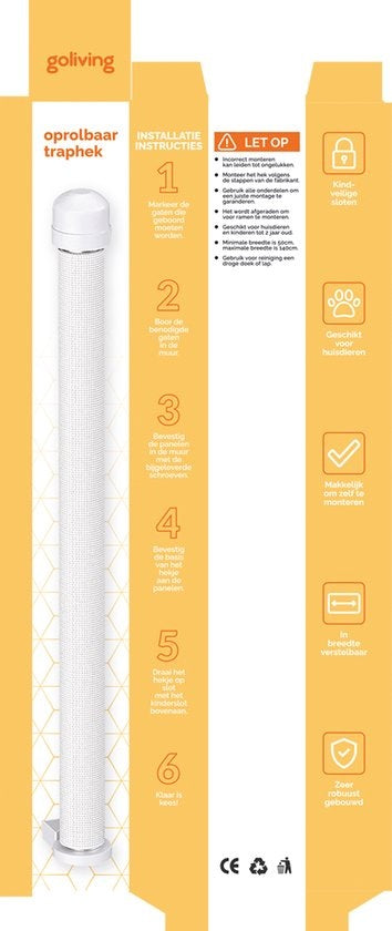 Goliving Sicherheitstor - bis 150 cm - Kindertor - Stabiles Netz - Für Babys und Hunde - Langlebiges Material