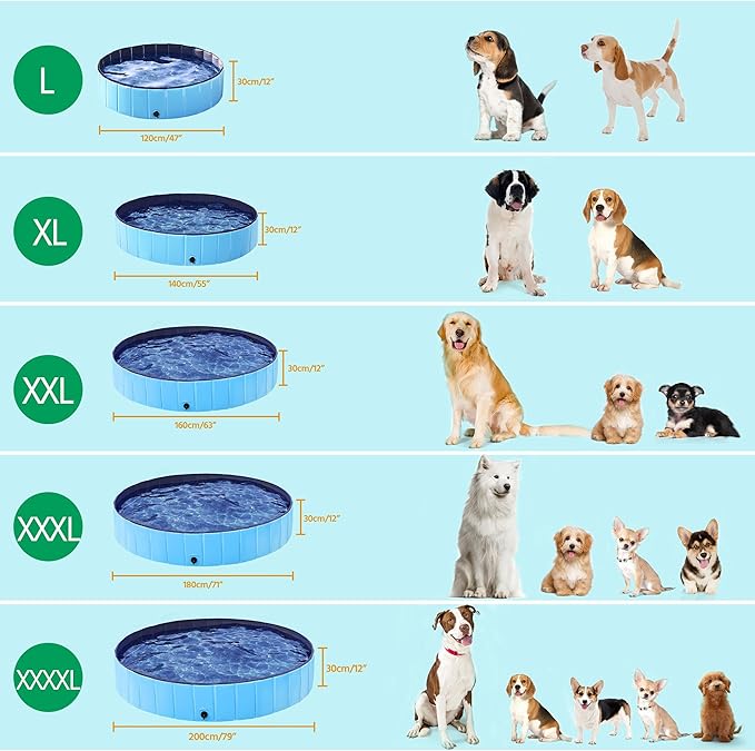 Yaheetech Hundeschwimmbecken Ø 180 x 30 cm – zusammenklappbar – PVC – mit Bürste/4 Flicken – blau