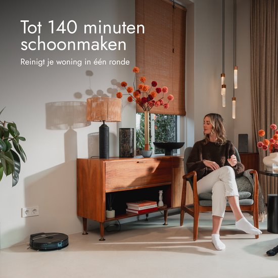 Bloomfold Sweep Roboterstaubsauger mit Wischfunktion – Intelligenter Roboterstaubsauger, 3500 Pa, 130 Min., App & Google Home – Ultradünn (7,3 cm) – Geeignet für Tierhaare