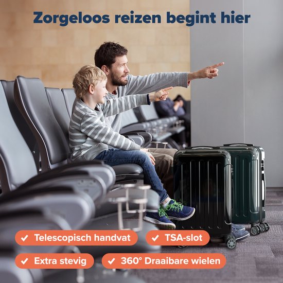 TRVLMORE Handgepäck Koffer - 45L - TSA Zahlenschloss - Leichtgewicht - erweiterbar - Trolley - 54x36x22cm - Schwarz