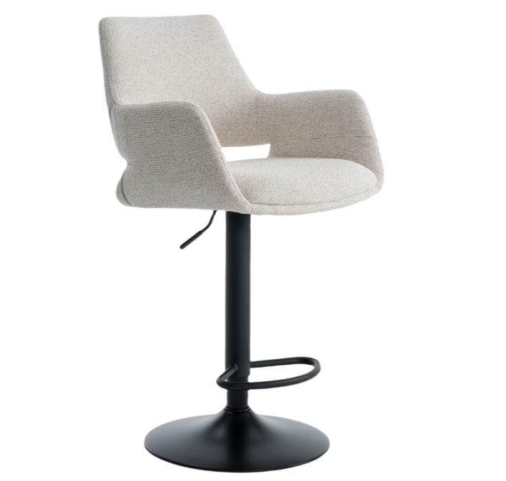 Criks Design Monza Barhocker - Verstellbar 93-115 cm - 360° drehbar - Mit Fußstütze - Beige
