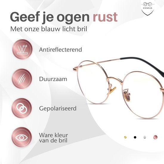 LC Eyewear Computerbrille - Blaulichtbrille - Blaulichtbrille - Displaybrille - Metall - Unisex - Rose Gold