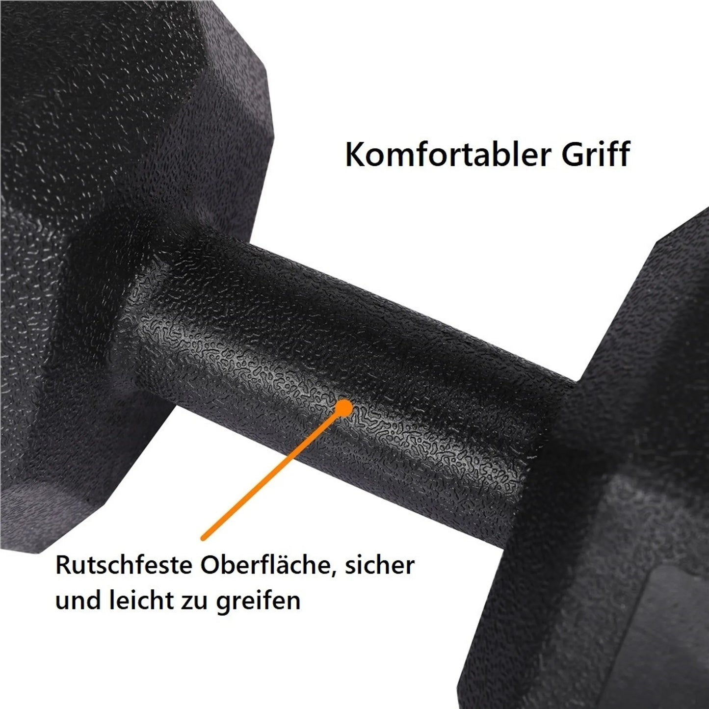 Yaheetech Hantelset 2 Stück - 12 kg - mit sechseckigem Anti-Roll-Design und bodenschonender Kunststoffbeschichtung und ergonomischem Griff - für Krafttraining und Cardio - schwarzer Beton und Metall - 31 x 15,5 x 14 cm