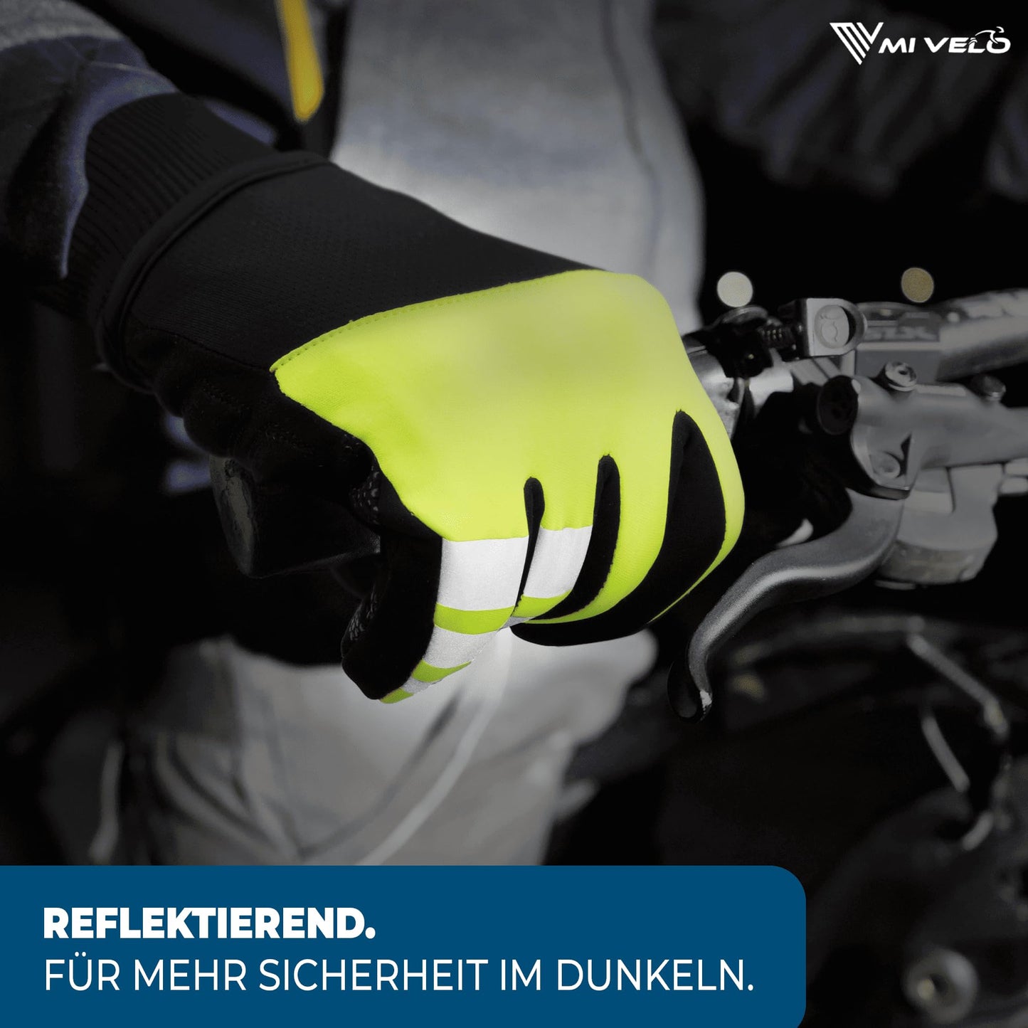 MIVELO Herren-Fahrradhandschuhe für den Winter – Thermo-Fleece – wasserdicht und winddicht – touchscreenfähig – gelb – XXL