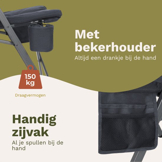 TRVLMORE Campingstühle Luxus - klappbar - 2er-Pack - 150KG Tragkraft - Inkl. Tragetasche - Klappstuhl - Campingstuhl - Klappstuhl - Grau