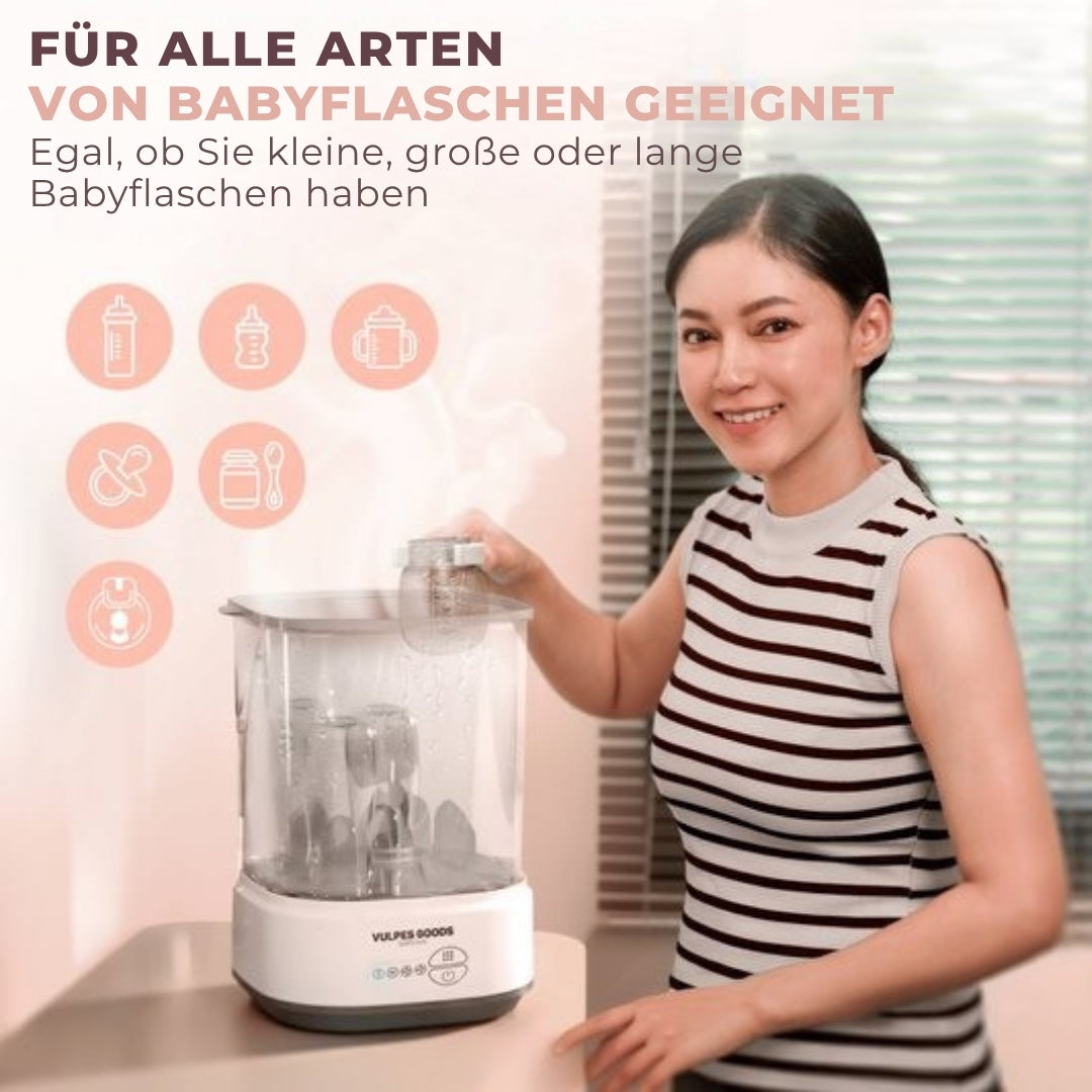 Vulpes Goods BabyCare 5-in-1-Flaschensterilisator elektrisch - Dampfsterilisator mit Trockenfunktion - Flaschensterilisator PRO - inkl. Reinigungsset