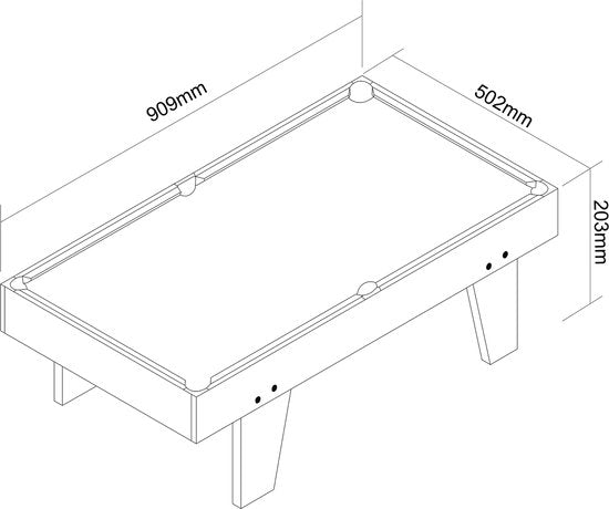 Cougar Billardtisch Mini 3 ft – Kompakter Billardtisch in Eiche/Grau – Aufstellbarer Tisch – Inklusive Kugeln, Queues, Dreieck, Kreide und Bürste