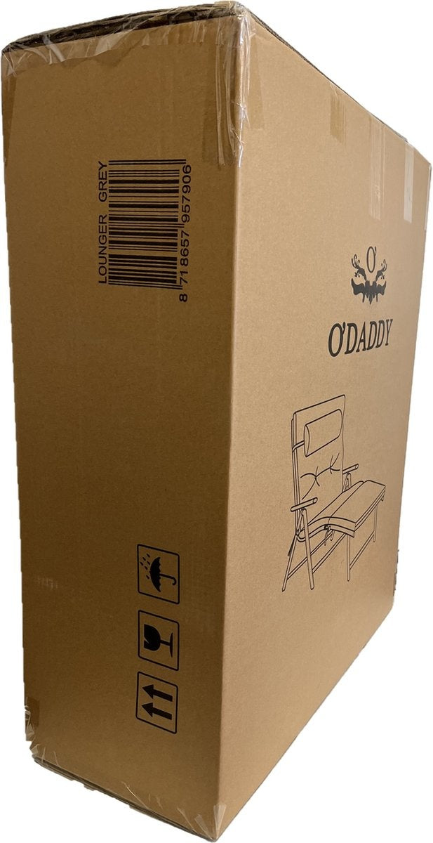 O'DADDY - Sonnenliege mit Kopfstütze - klappbar - 183 x 60 x 39 - Grau