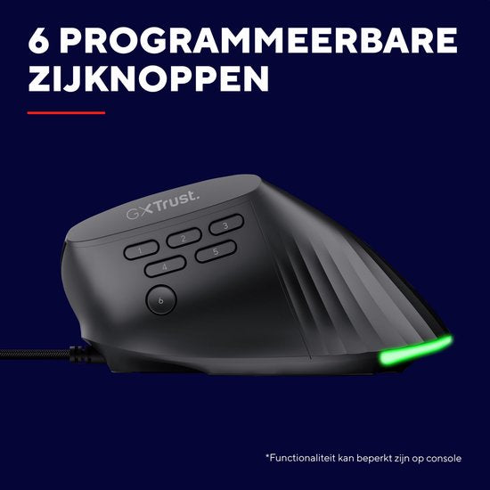 Trust GXT 145 Rexxa – Gaming-Maus – kabelgebunden – 12.800 DPI – RGB-Beleuchtung – ergonomisch, vertikal – schwarz