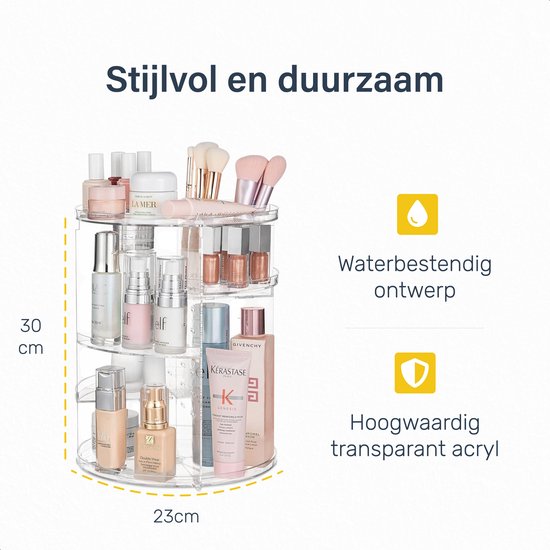 Drehbarer Make-up Organizer - Transparent - Drehbar - Für - Schminkpinsel - Schminkschwamm - Schminktisch - Box Mädchen - Geschenkset - Kinderset - für Mädchen
