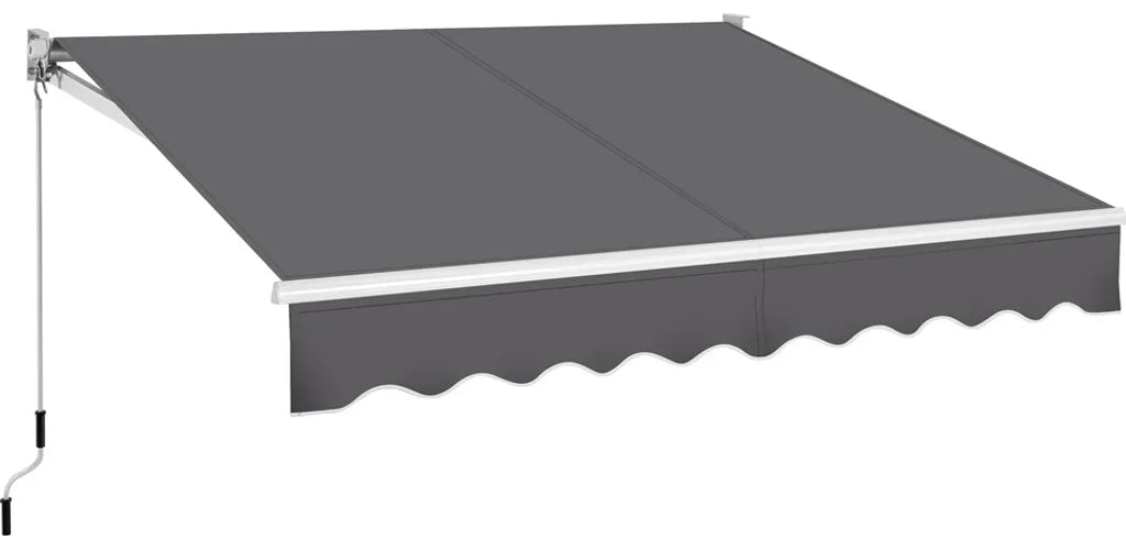 Yaheetech Gelenkarmmarkise 300 × 250 cm - Dunkelgrau - Manuelles Sonnensegel mit Kurbel und verstellbarem Winkel 5-35°