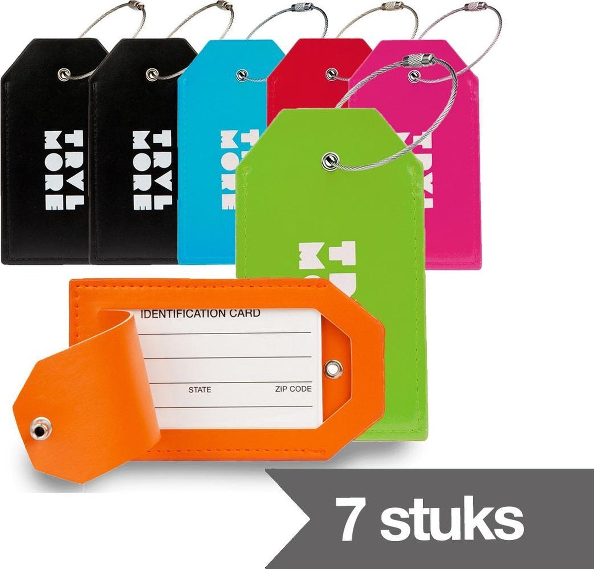 TRVLMORE Gepäckanhänger - Leder - Für Koffer und Taschen - 7 Stück - Verschiedene Farben
