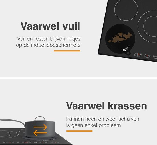 KitchenLove Induktionsschutz - Matte rund - 4 Stück 3 Größen - Pfannenschutzmatte - Hitzebeständig bis 240°C - Schwarz