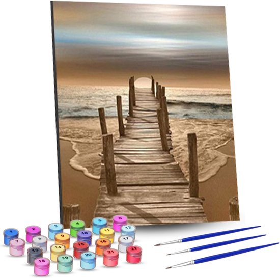 RubyeÂ® Malen nach Zahlen Erwachsene - Sonnenuntergang - Inklusive Farbe und Pinsel - Leinwand Malerei Leinwand - Farbe nach Zahlen - 40x50cm