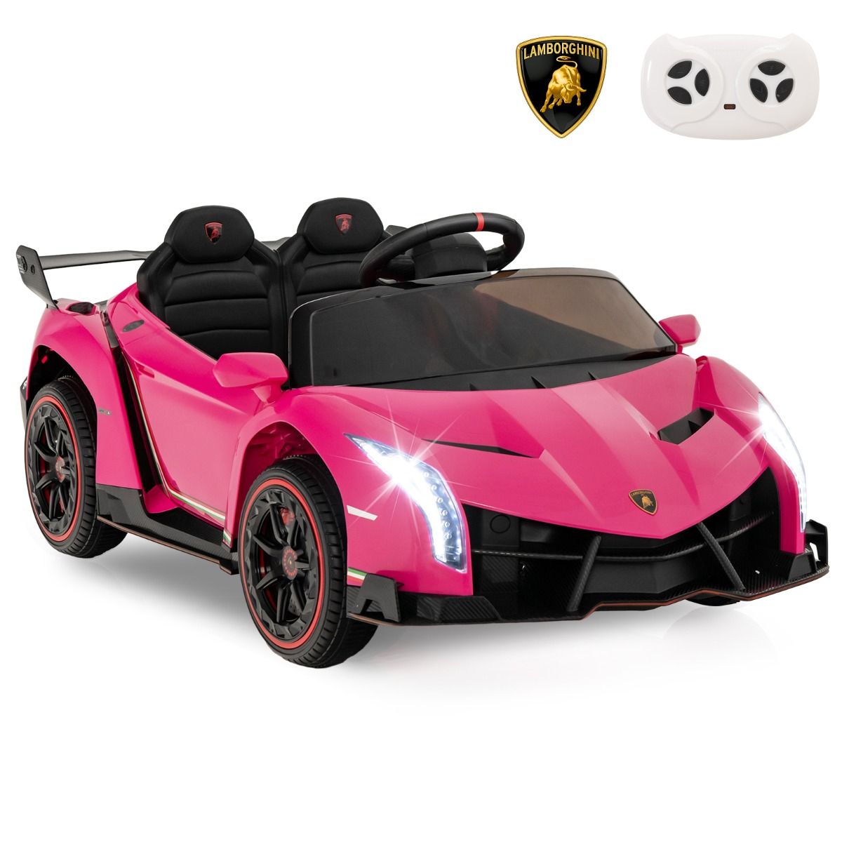 Coast Elektro-Kinderauto Lamborghini – 12-V-Akku – Fernbedienung – 3 Geschwindigkeitsstufen – Weiß