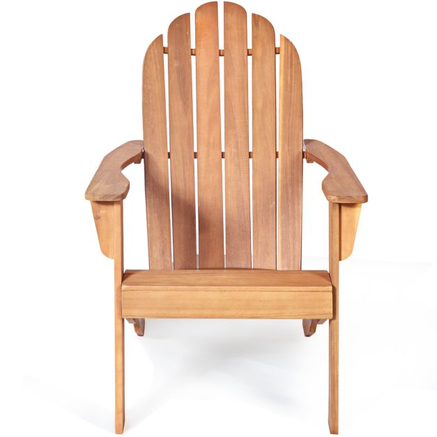 Coast Outdoor Holz Adirondack Stuhl 69x88x103 cm - Natur Akazienholz - Gartenstuhl für Terrasse, Balkon und Garten