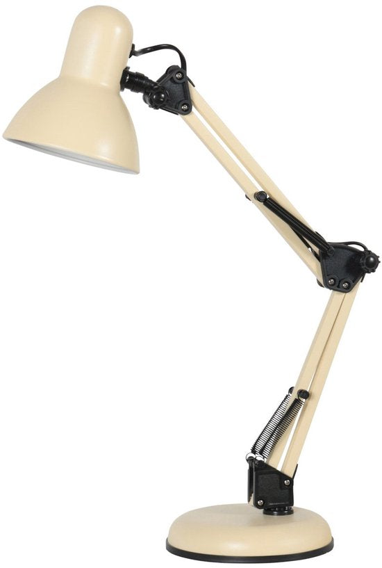 Tischlampe Study 3456CR – Cremefarbene, verstellbare Schreibtischlampe aus Metall von Mexlite für den Innenbereich