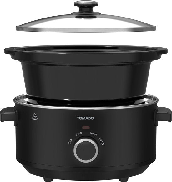Tomado TSC3501B - Slowcooker - 3,5 Liter - Keramik-Innenbehälter - 3 Heizstufen - Warmhaltefunktion - PFAS-frei - Schwarz