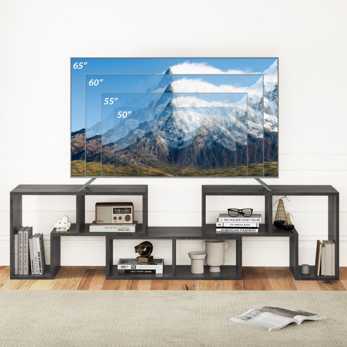 Coast 3-teiliges TV-Möbel-Set – frei kombinierbar – ausziehbare Tischplatte – grau