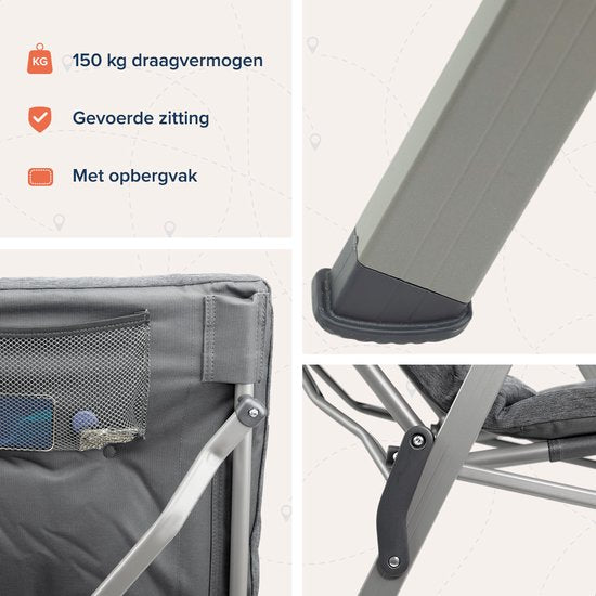 TRVLMORE - Campingstuhl - Inklusive Tragetasche - 150 kg Tragfähigkeit - Grau