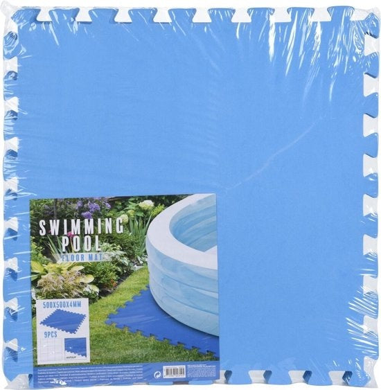 Free And Easy - Pool-Unterlegfliesen - Puzzlematte - Schaumstoff - 50 x 50 cm - 9 Stück - Blau