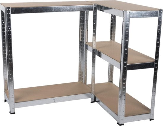 Kinzo - Regalschrank (Heavy Duty) - 5 MDF-Böden, Max. 750 kg, Montage ohne Schrauben - 172 x 75 x 30 cm - Metall/MDF - Grau/Braun