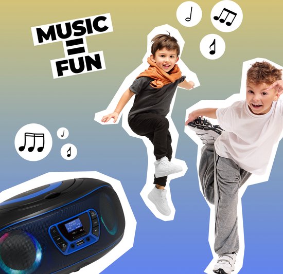 Denver Tragbares DAB-Radio CD-Player Kinder - Bluetooth - Lichteffekte - Boombox - AUX - FM - TDB212BLUE